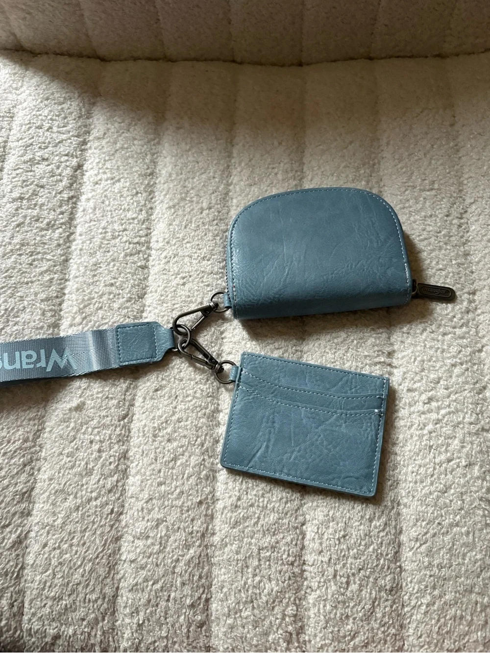 Wrangler Powder Blue Cardholder & Coin Pouch Set with Wrist Strap